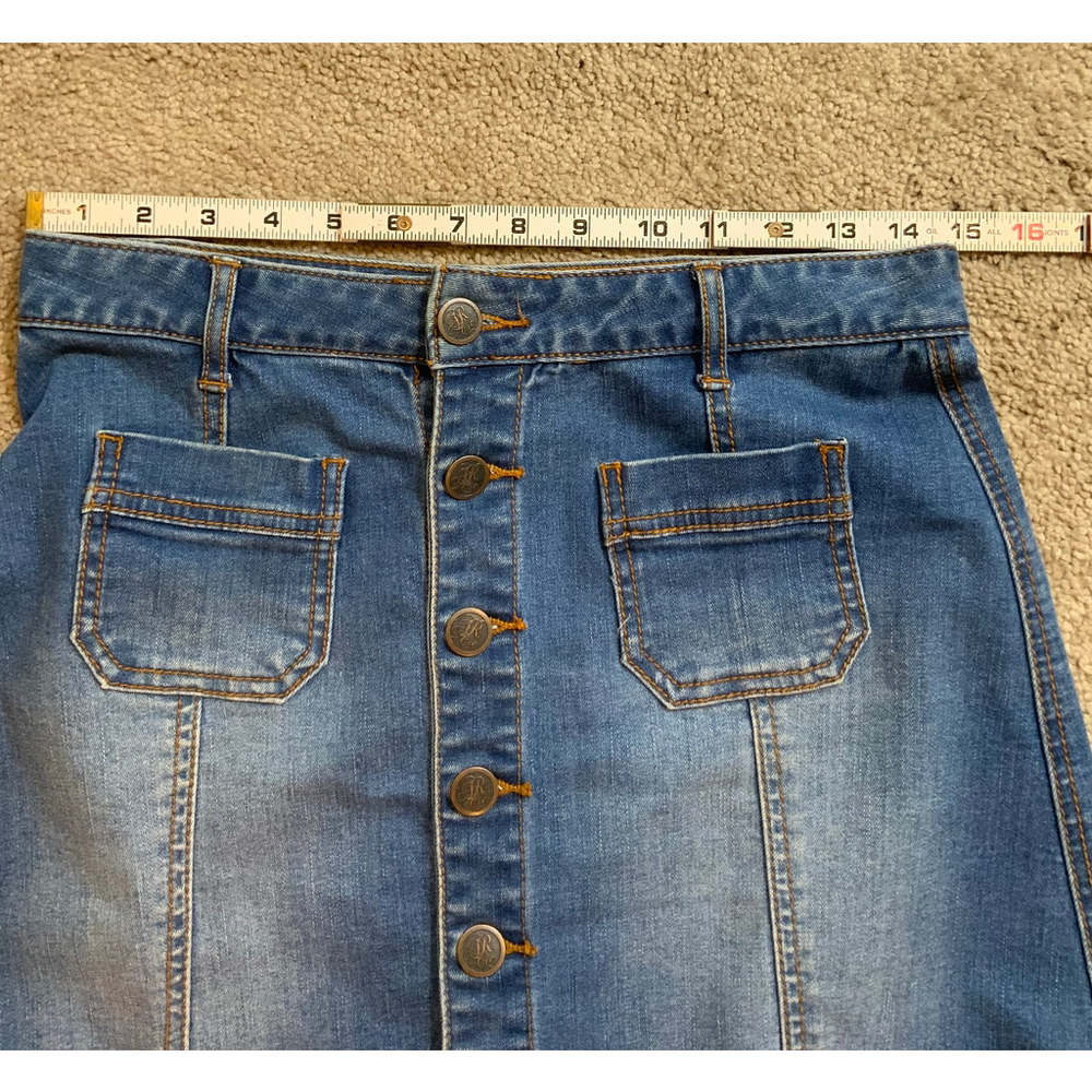 American Rag Women's Denim Button Down Skirt 5 Faded Blue Cottagecore Retro Y2K - Picture 8 of 11